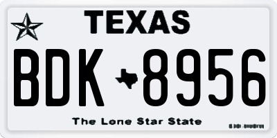 TX license plate BDK8956