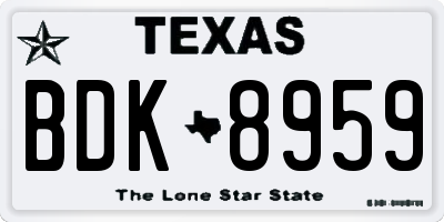 TX license plate BDK8959