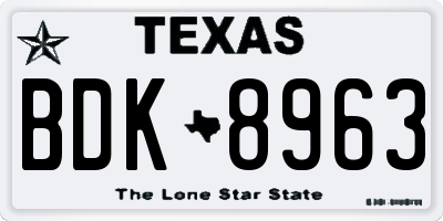 TX license plate BDK8963