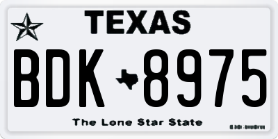 TX license plate BDK8975