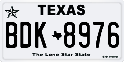 TX license plate BDK8976