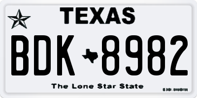 TX license plate BDK8982
