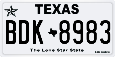 TX license plate BDK8983