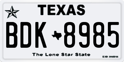 TX license plate BDK8985