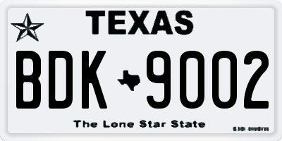 TX license plate BDK9002