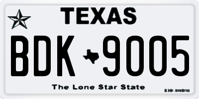 TX license plate BDK9005
