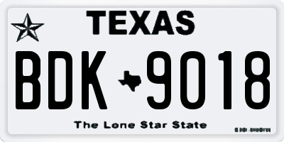 TX license plate BDK9018