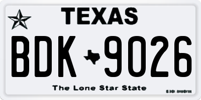 TX license plate BDK9026