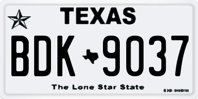 TX license plate BDK9037