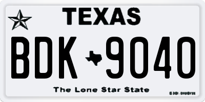 TX license plate BDK9040