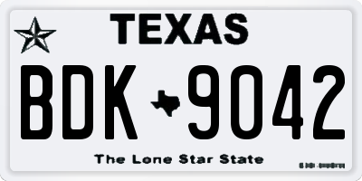 TX license plate BDK9042