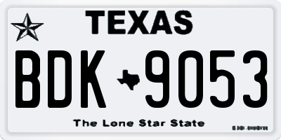 TX license plate BDK9053