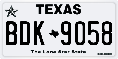TX license plate BDK9058