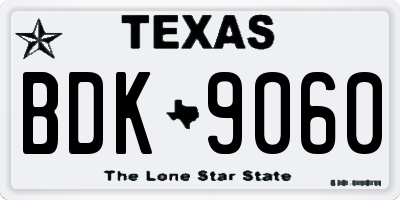 TX license plate BDK9060