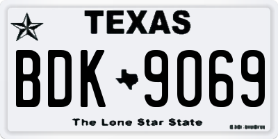TX license plate BDK9069