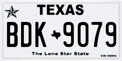 TX license plate BDK9079