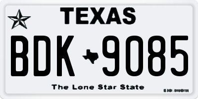 TX license plate BDK9085