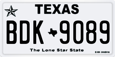 TX license plate BDK9089