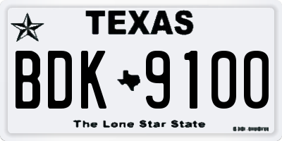 TX license plate BDK9100