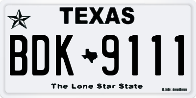 TX license plate BDK9111