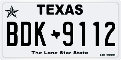 TX license plate BDK9112