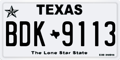 TX license plate BDK9113