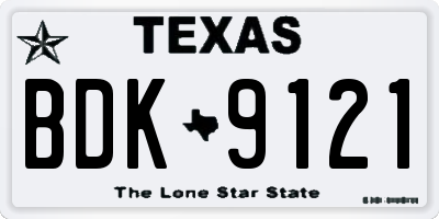 TX license plate BDK9121