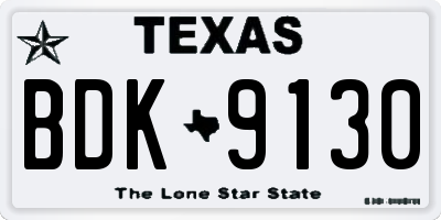 TX license plate BDK9130