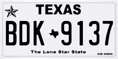 TX license plate BDK9137