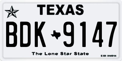 TX license plate BDK9147