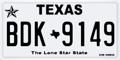 TX license plate BDK9149