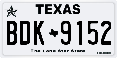 TX license plate BDK9152