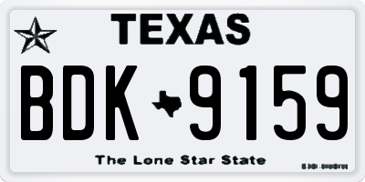 TX license plate BDK9159