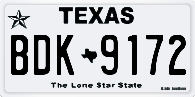 TX license plate BDK9172