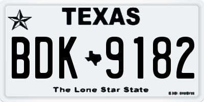 TX license plate BDK9182
