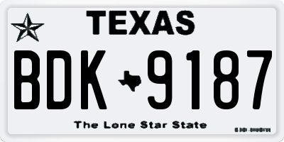 TX license plate BDK9187
