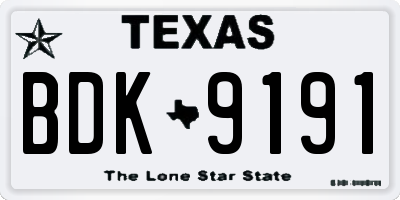 TX license plate BDK9191