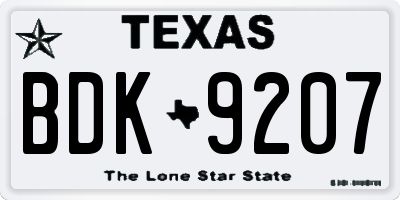 TX license plate BDK9207
