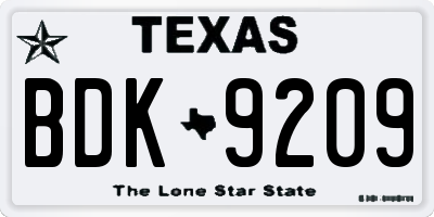 TX license plate BDK9209