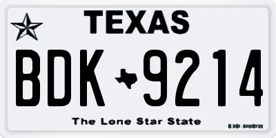 TX license plate BDK9214