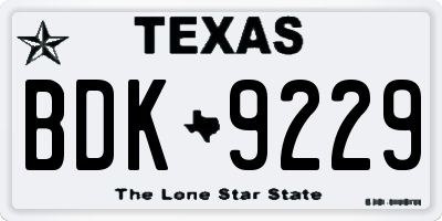 TX license plate BDK9229