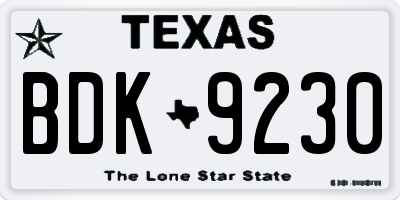 TX license plate BDK9230