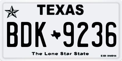 TX license plate BDK9236
