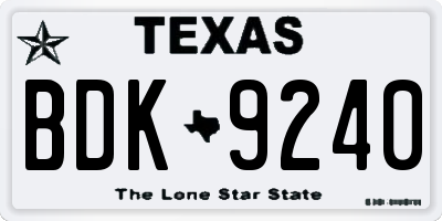 TX license plate BDK9240
