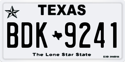 TX license plate BDK9241