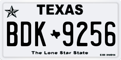 TX license plate BDK9256