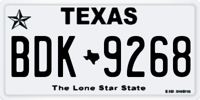 TX license plate BDK9268