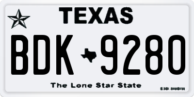 TX license plate BDK9280