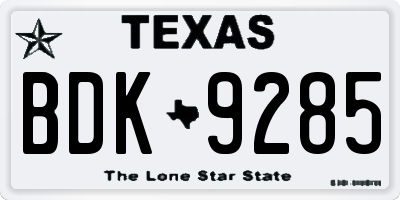 TX license plate BDK9285