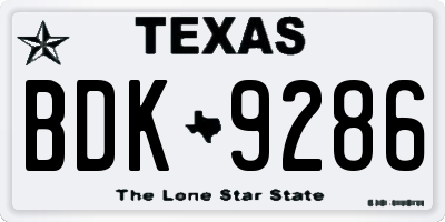 TX license plate BDK9286